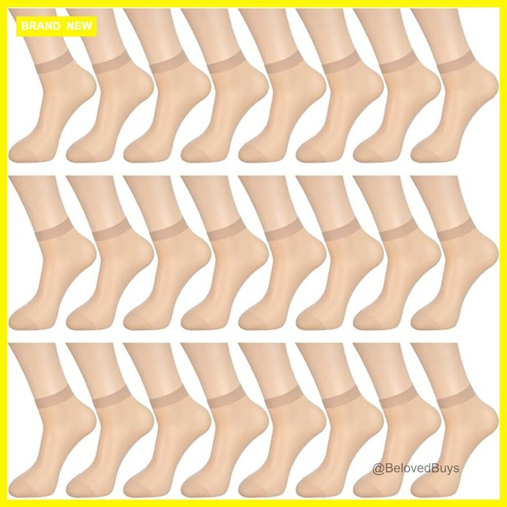 24 Pairs Women's Sheer Ankle Socks Thin Nylon High Hosiery Stockings